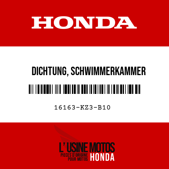 image de 16163-KZ3-B10 DICHTUNG, SCHWIMMERKAMMER