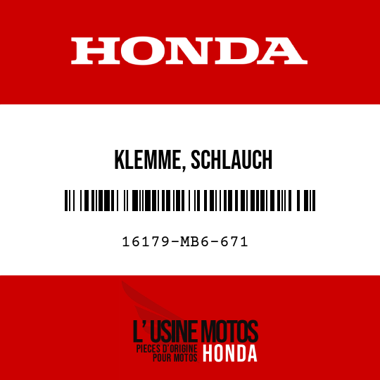 image de 16179-MB6-671 KLEMME, SCHLAUCH