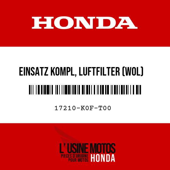 image de 17210-K0F-T00 EINSATZ KOMPL, LUFTFILTER (WOL)
