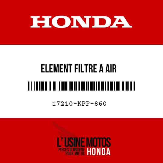 image de 17210-KPP-860 ELEMENT FILTRE A AIR
