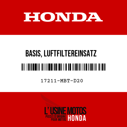 image de 17211-MBT-D20 BASIS, LUFTFILTEREINSATZ