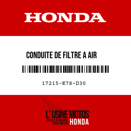 image de 17215-K78-D30 CONDUITE DE FILTRE A AIR