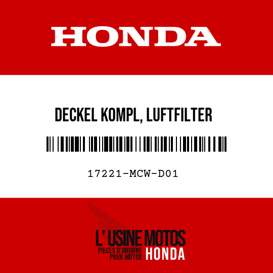 image de 17221-MCW-D01 DECKEL KOMPL, LUFTFILTER