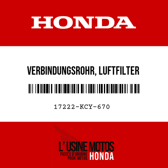 image de 17222-KCY-670 VERBINDUNGSROHR, LUFTFILTER