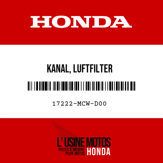 image de 17222-MCW-D00 KANAL, LUFTFILTER