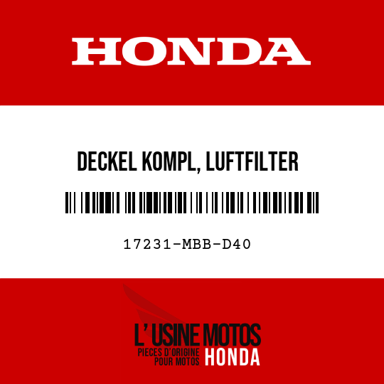 image de 17231-MBB-D40 DECKEL KOMPL, LUFTFILTER