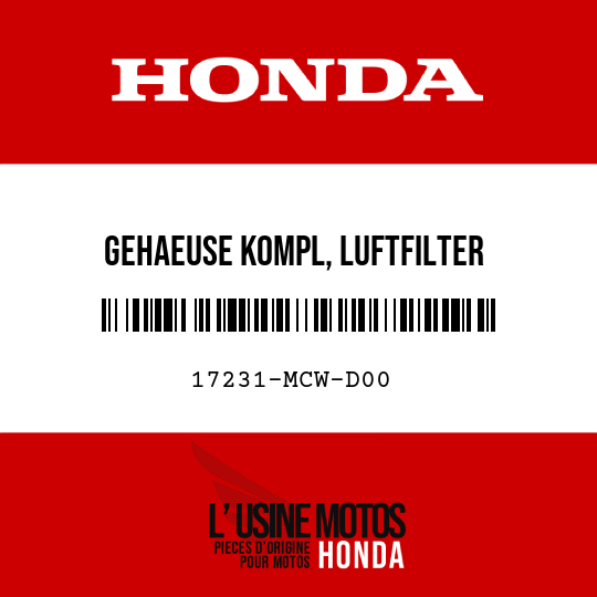 image de 17231-MCW-D00 GEHAEUSE KOMPL, LUFTFILTER