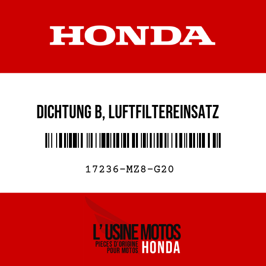image de 17236-MZ8-G20 DICHTUNG B, LUFTFILTEREINSATZ