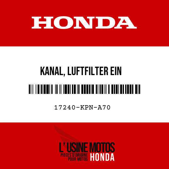 image de 17240-KPN-A70 KANAL, LUFTFILTER EIN