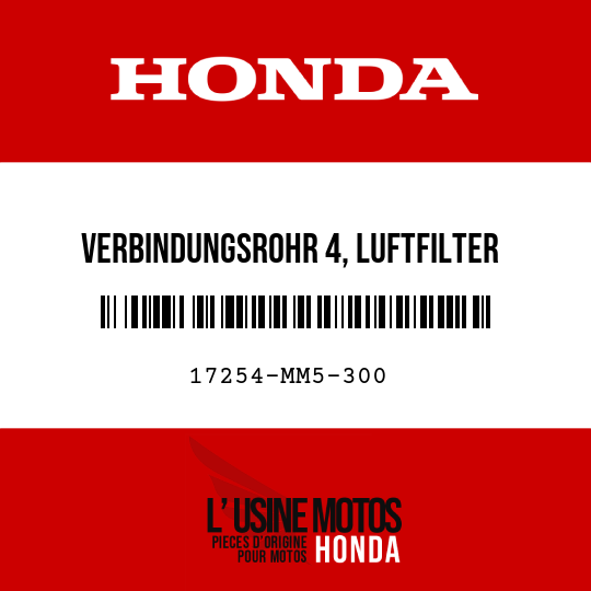 image de 17254-MM5-300 VERBINDUNGSROHR 4, LUFTFILTER