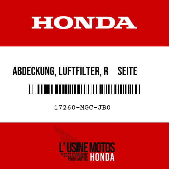 image de 17260-MGC-JB0 ABDECKUNG, LUFTFILTER, R     SEITE