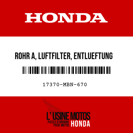 image de 17370-MBN-670 ROHR A, LUFTFILTER, ENTLUEFTUNG