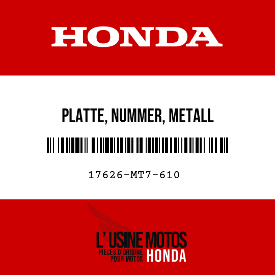 image de 17626-MT7-610 PLATTE, NUMMER, METALL