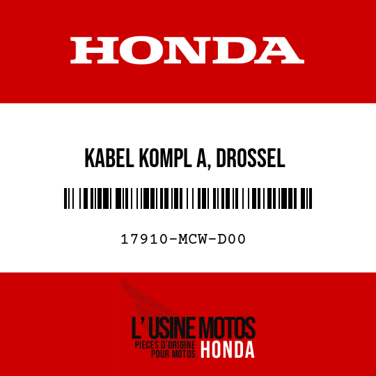 image de 17910-MCW-D00 KABEL KOMPL A, DROSSEL