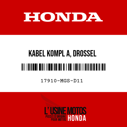 image de 17910-MGS-D11 KABEL KOMPL A, DROSSEL
