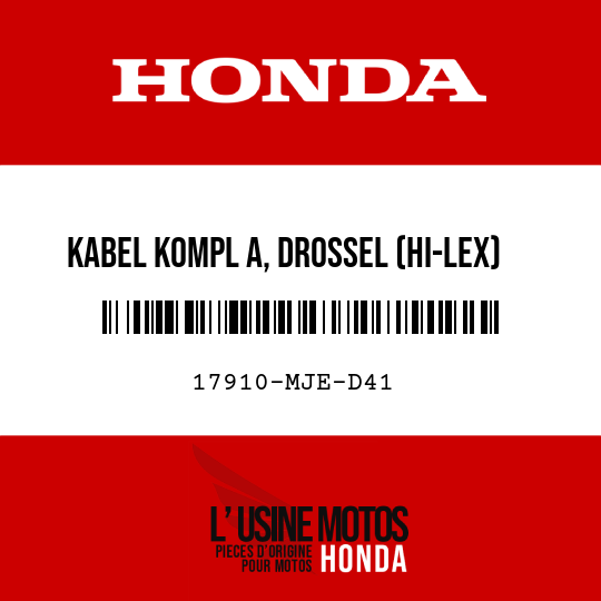 image de 17910-MJE-D41 KABEL KOMPL A, DROSSEL (HI-LEX)