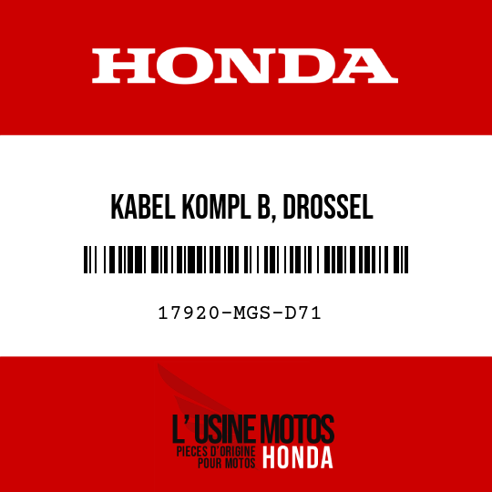 image de 17920-MGS-D71 KABEL KOMPL B, DROSSEL