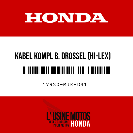 image de 17920-MJE-D41 KABEL KOMPL B, DROSSEL (HI-LEX)