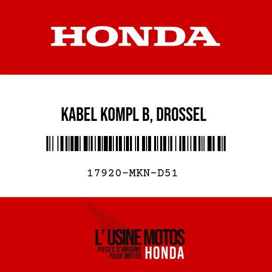 image de 17920-MKN-D51 KABEL KOMPL B, DROSSEL