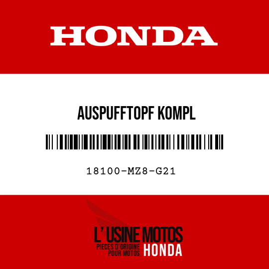 image de 18100-MZ8-G21 AUSPUFFTOPF KOMPL