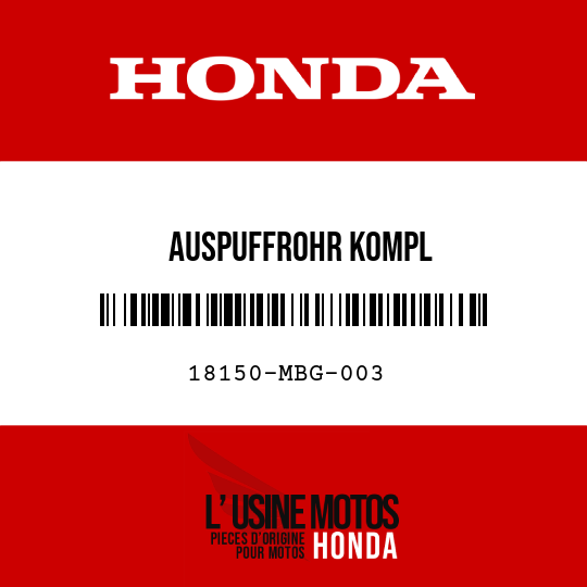 image de 18150-MBG-003 AUSPUFFROHR KOMPL
