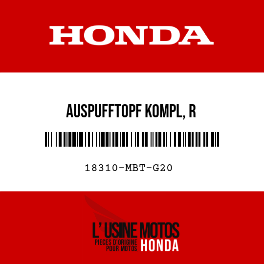 image de 18310-MBT-G20 AUSPUFFTOPF KOMPL, R