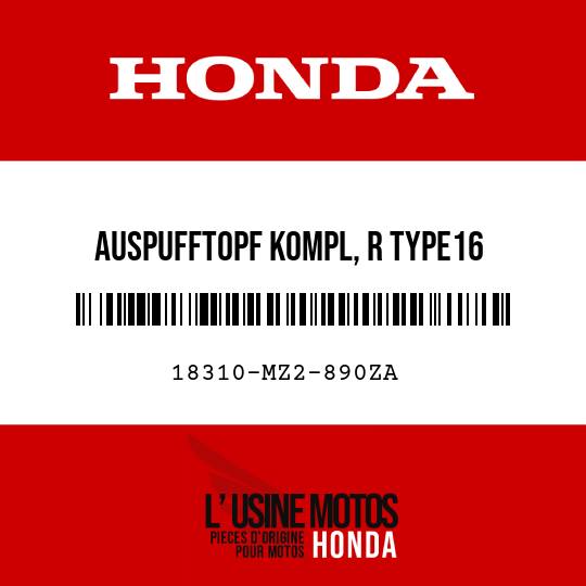 image de 18310-MZ2-890ZA AUSPUFFTOPF KOMPL, R TYPE16 