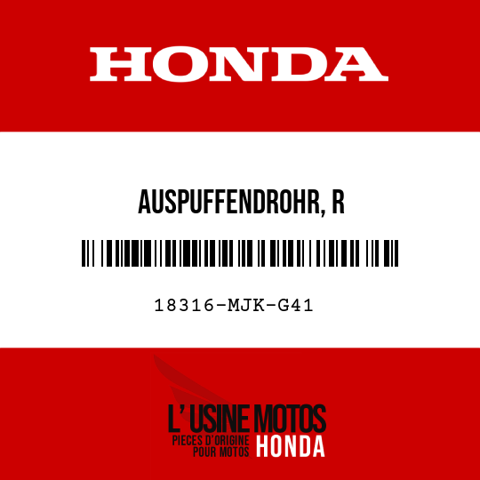 image de 18316-MJK-G41 AUSPUFFENDROHR, R