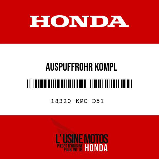 image de 18320-KPC-D51 AUSPUFFROHR KOMPL
