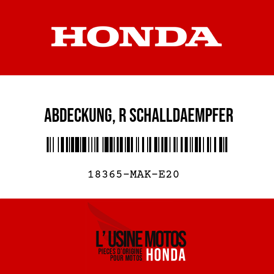 image de 18365-MAK-E20 ABDECKUNG, R SCHALLDAEMPFER