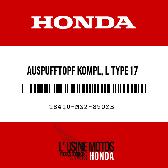 image de 18410-MZ2-890ZB AUSPUFFTOPF KOMPL, L TYPE17 