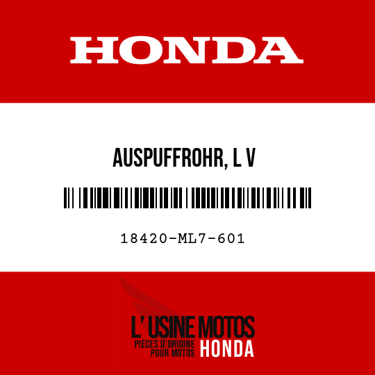 image de 18420-ML7-601 AUSPUFFROHR, L V