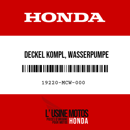 image de 19220-MCW-000 DECKEL KOMPL, WASSERPUMPE