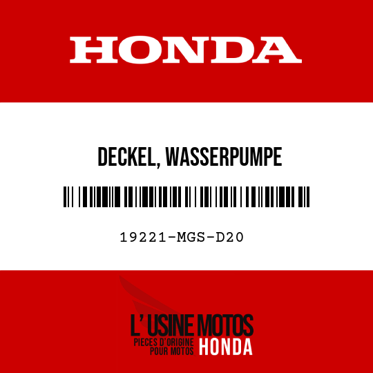image de 19221-MGS-D20 DECKEL, WASSERPUMPE
