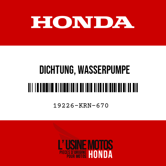image de 19226-KRN-670 DICHTUNG, WASSERPUMPE