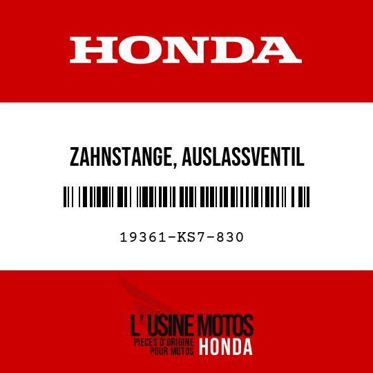 image de 19361-KS7-830 ZAHNSTANGE, AUSLASSVENTIL