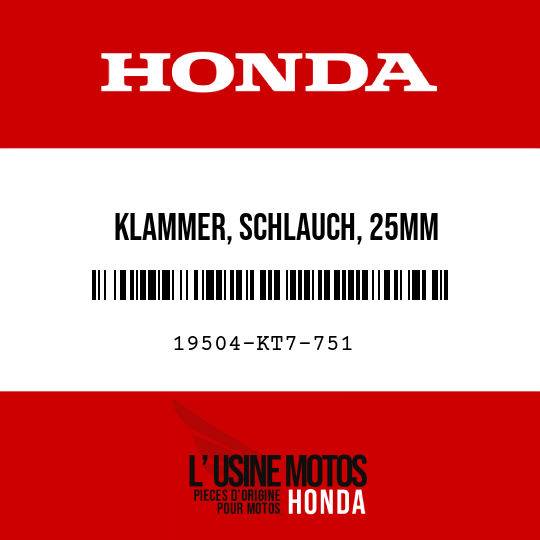 image de 19504-KT7-751 KLAMMER, SCHLAUCH, 25MM