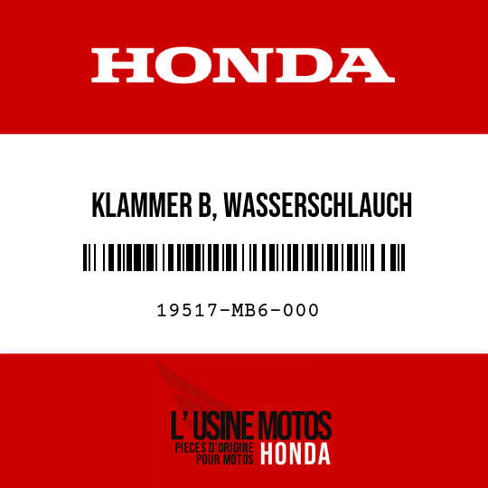 image de 19517-MB6-000 KLAMMER B, WASSERSCHLAUCH