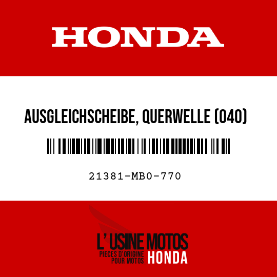 image de 21381-MB0-770 AUSGLEICHSCHEIBE, QUERWELLE (040)