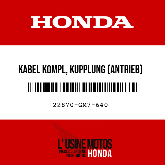 image de 22870-GM7-640 KABEL KOMPL, KUPPLUNG (ANTRIEB)