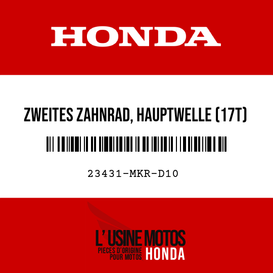 image de 23431-MKR-D10 ZWEITES ZAHNRAD, HAUPTWELLE (17T)