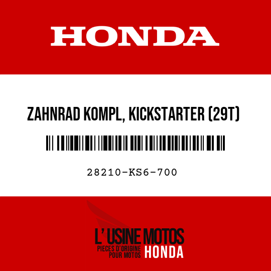 image de 28210-KS6-700 ZAHNRAD KOMPL, KICKSTARTER (29T)