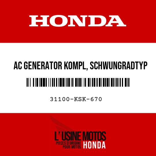 image de 31100-KSK-670 AC GENERATOR KOMPL, SCHWUNGRADTYP