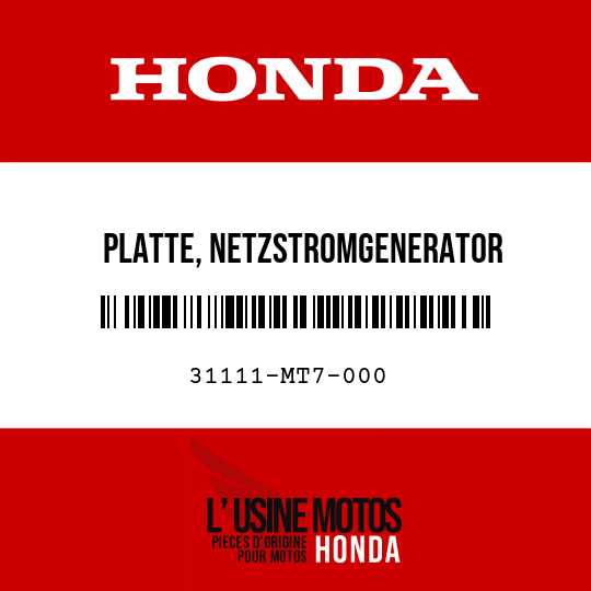 image de 31111-MT7-000 PLATTE, NETZSTROMGENERATOR