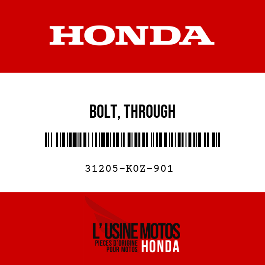image de 31205-K0Z-901 BOLT, THROUGH