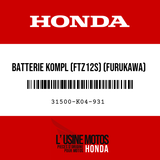 image de 31500-K04-931 BATTERIE KOMPL (FTZ12S) (FURUKAWA)