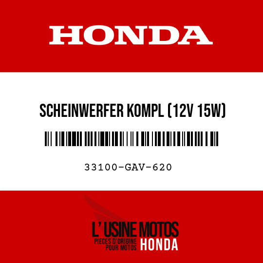 image de 33100-GAV-620 SCHEINWERFER KOMPL (12V 15W)