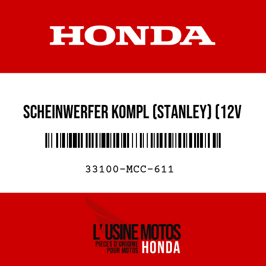 image de 33100-MCC-611 SCHEINWERFER KOMPL (STANLEY) (12V 60/55W)