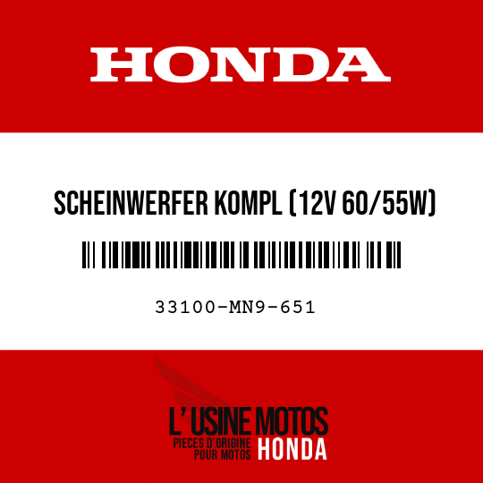 image de 33100-MN9-651 SCHEINWERFER KOMPL (12V 60/55W)