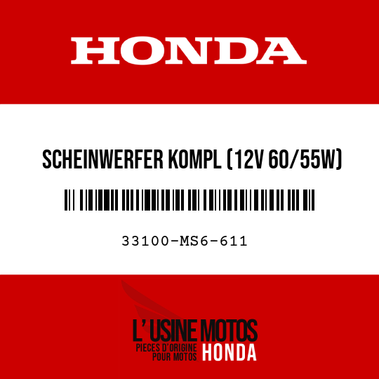 image de 33100-MS6-611 SCHEINWERFER KOMPL (12V 60/55W)